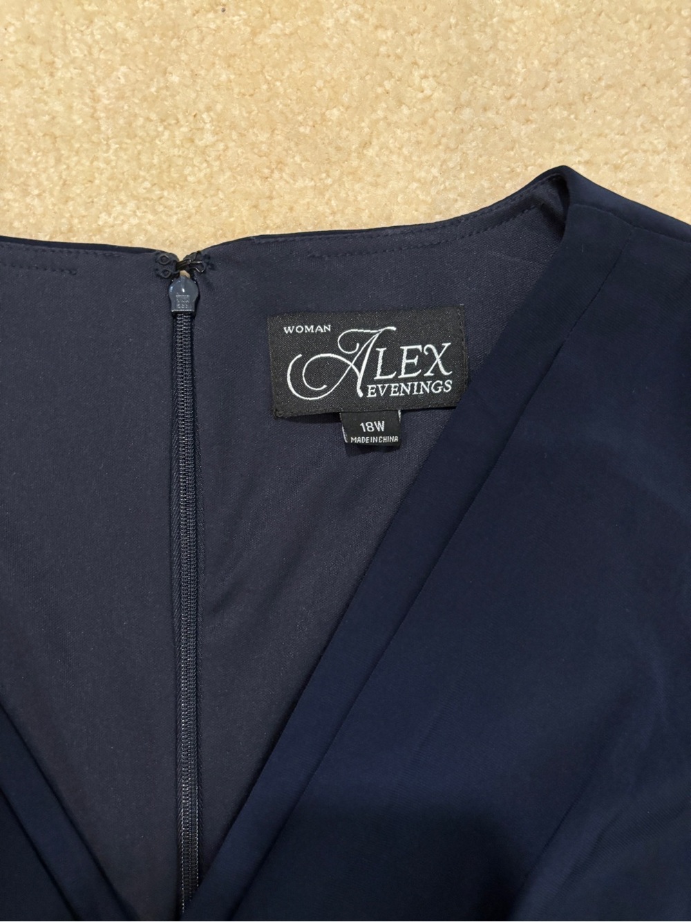 Alex Evenings Elegant Navy Wrap & Floral Midi Dress Size 18W - Picture 8 of 15